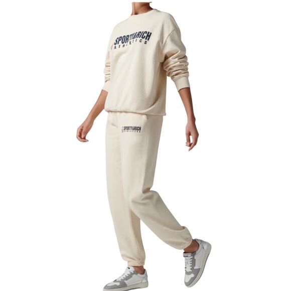 Sporty & Rich Team Logo Sweatpants Beige M - Picture 1 of 9